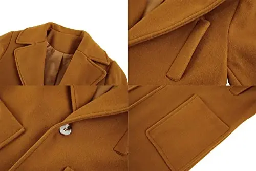 Gafeng Kids Toddler Boys Wool Blend Trench Coat Long Sleeve Mid Length Pea Overcoat Outerwear - 4