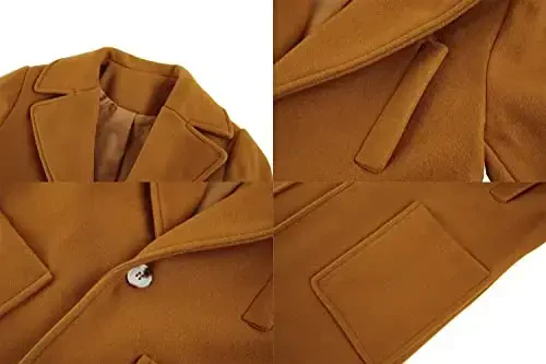 Gafeng Kids Toddler Boys Wool Blend Trench Coat Long Sleeve Mid Length Pea Overcoat Outerwear - 4