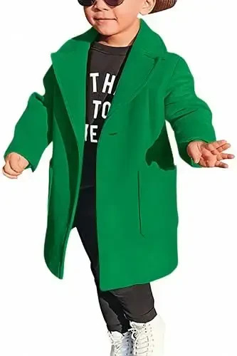 Gafeng Kids Toddler Boys Wool Blend Trench Coat Long Sleeve Mid Length Pea Overcoat Outerwear - 3