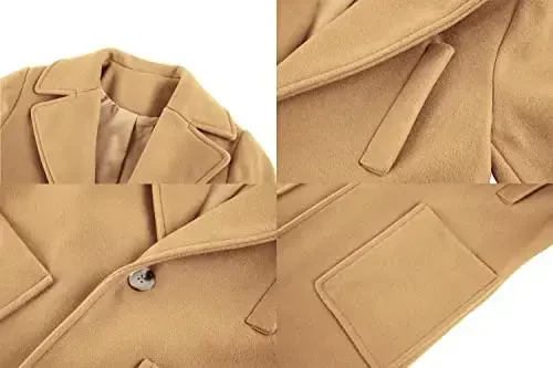 Gafeng Kids Toddler Boys Wool Blend Trench Coat Long Sleeve Mid Length Pea Overcoat Outerwear - 4