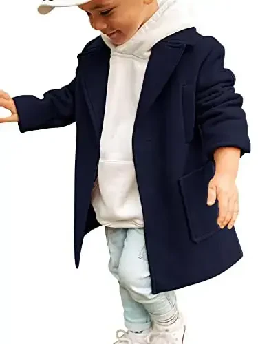 Gafeng Kids Toddler O'g'il bolalar jun aralash trench palto uzun yengli o'rta uzunlikdagi no'xat palto ustki kiyim - GAFENG (1)