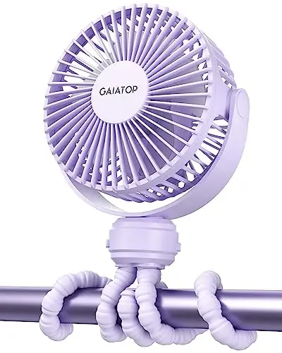 Gaiatop Mini Electric Fan with 360 Rotation, 5.5mm Gaps, Rechargeable Battery, 3 Speeds, Purple - GAIATOP
