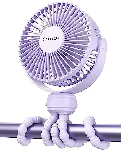 Gaiatop Mini Elektr Fan, 360 Aylanish, 5.5mm Oraliq, Qayta Zaryadlanuvchi Batareya, 3 Tezlik, Binafsha - 1