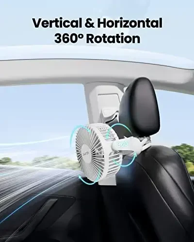 Gaiatop Mini Portable Stroller Fan, Battery Operated Small Clip on, Detachable 3 Speed Rechargeable, 360° Rotate Flexible Tripod Better Cooling for Car Seat Crib Treadmill Travel White - 6
