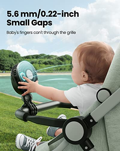 Gaiatop Mini Portable Stroller Fan, Battery Operated Small Clip on Fan, Detachable 3 Speed Rechargeable 360° Rotate Flexible Tripod Cooling Fan for Car Seat Crib Treadmill Travel Black - 2