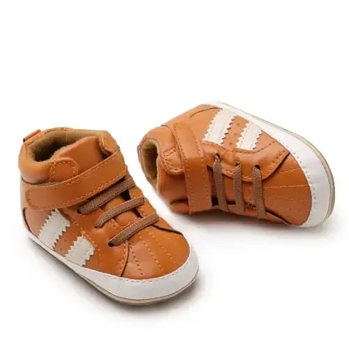 GAISUMMI Baby Boys Girls Shoes Infant High-Top PU Charm ko'ylaklar Yangi tug'ilgan chaqaloqlar uchun karavot poyabzallari Sirpanmaydigan kauchuk taglik Unisex Toddler Prewalkers - 2