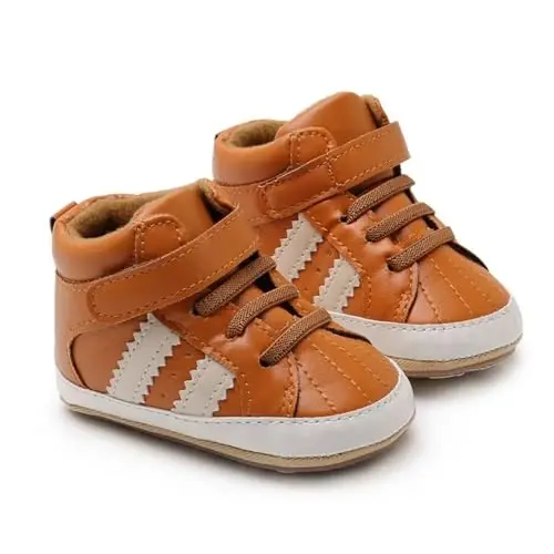 GAISUMMI Baby Boys Girls Shoes Infant High-Top PU Charm ko'ylaklar Yangi tug'ilgan chaqaloqlar uchun karavot poyabzallari Sirpanmaydigan kauchuk taglik Unisex Toddler Prewalkers - 5