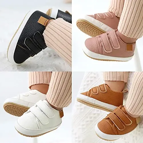 GAISUMMI Baby Boys Girls Shoes Infant High-Top PU Charm poyabzal chaqaloqlar uchun baland poshnali PU charm krossovkalari yangi tug'ilgan karavotlar Yassi sirpanmaydigan rezina taglik Uniseks Toddler Prewalkers - 3