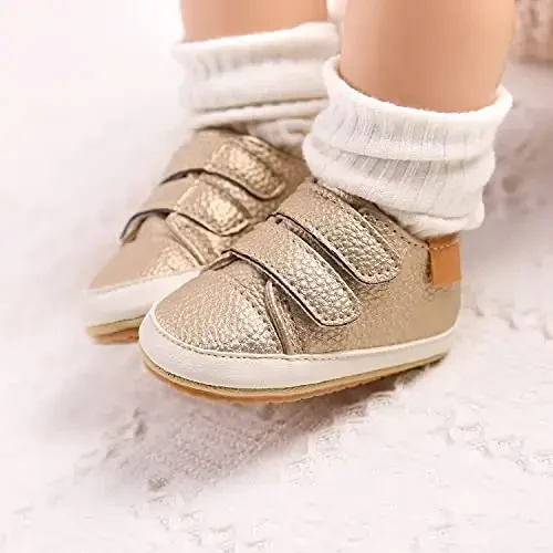 GAISUMMI Baby Boys Girls Shoes Infant High-Top PU Leather Sneakers Newborn Crib Flats Non-Slip Rubber Sole Unisex Toddler Prewalkers - 2
