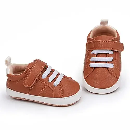 GAISUMMI Baby Boys Girls Shoes Infant High-Top PU Leather Sneakers Newborn Crib Flats Non-Slip Rubber Sole Unisex Toddler Prewalkers - 3
