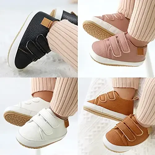GAISUMMI Baby Boys Girls Shoes Infant High-Top PU Leather Sneakers Newborn Crib Flats Non-Slip Rubber Sole Unisex Toddler Prewalkers - 3