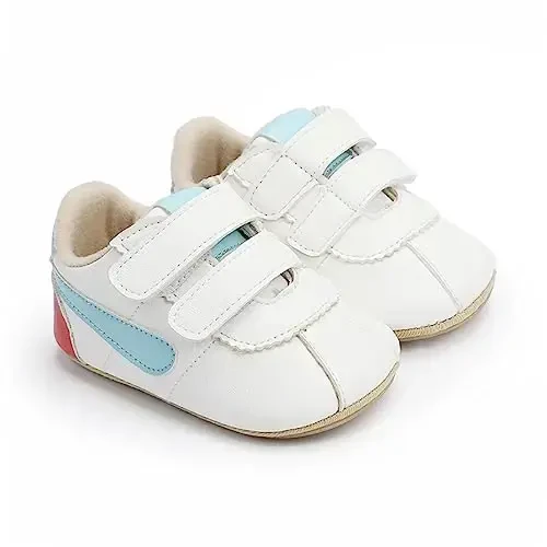 GAISUMMI Baby Boys Girls Shoes Infant High-Top PU Leather Sneakers Newborn Crib Flats Non-Slip Rubber Sole Unisex Toddler Prewalkers - 3