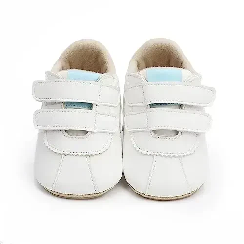GAISUMMI Baby Boys Girls Shoes Infant High-Top PU Leather Sneakers Newborn Crib Flats Non-Slip Rubber Sole Unisex Toddler Prewalkers - 6