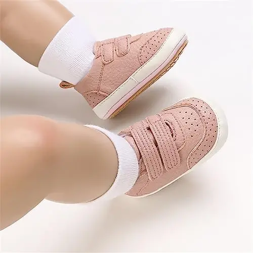 GAISUMMI Baby Boys Girls Shoes Infant High-Top PU Leather Sneakers Newborn Crib Flats Non-Slip Rubber Sole Unisex Toddler Prewalkers - 5