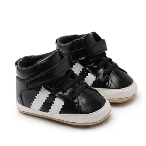 GAISUMMI Baby Boys Girls Shoes Infant High-Top PU Leather Sneakers Newborn Crib Flats Non-Slip Rubber Sole Unisex Toddler Prewalkers - 5
