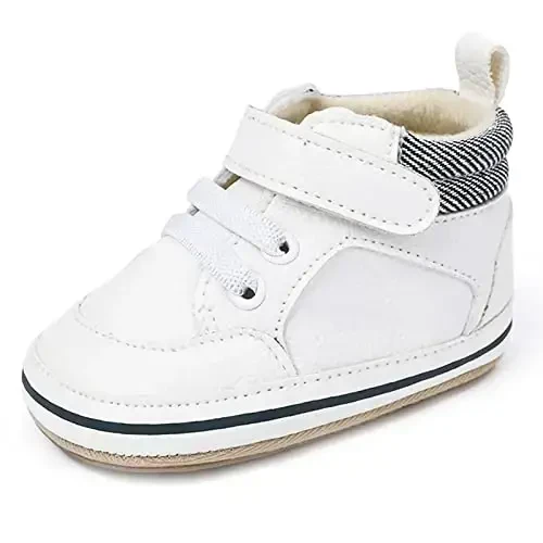 GAISUMMI Baby Boys Girls Shoes Infant High-Top PU Leather Sneakers Newborn Crib Flats Non-Slip Rubber Sole Unisex Toddler Prewalkers 