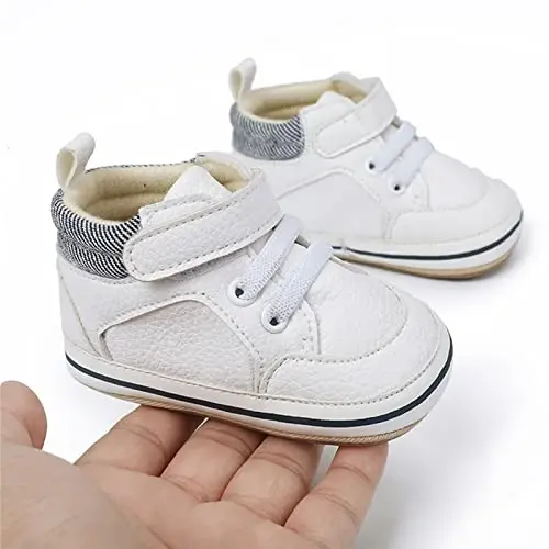 GAISUMMI Baby Boys Girls Shoes Infant High-Top PU Leather Sneakers Newborn Crib Flats Non-Slip Rubber Sole Unisex Toddler Prewalkers - 4