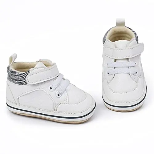 GAISUMMI Baby Boys Girls Shoes Infant High-Top PU Leather Sneakers Newborn Crib Flats Non-Slip Rubber Sole Unisex Toddler Prewalkers - 5