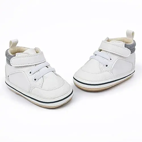 GAISUMMI Baby Boys Girls Shoes Infant High-Top PU Leather Sneakers Newborn Crib Flats Non-Slip Rubber Sole Unisex Toddler Prewalkers - 7