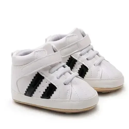 GAISUMMI Baby Boys Girls Shoes Infant High-Top PU Leather Sneakers Newborn Crib Flats Non-Slip Rubber Sole Unisex Toddler Prewalkers - 5