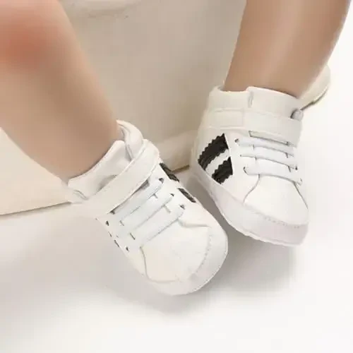 GAISUMMI Baby Boys Girls Shoes Infant High-Top PU Leather Sneakers Newborn Crib Flats Non-Slip Rubber Sole Unisex Toddler Prewalkers - 6