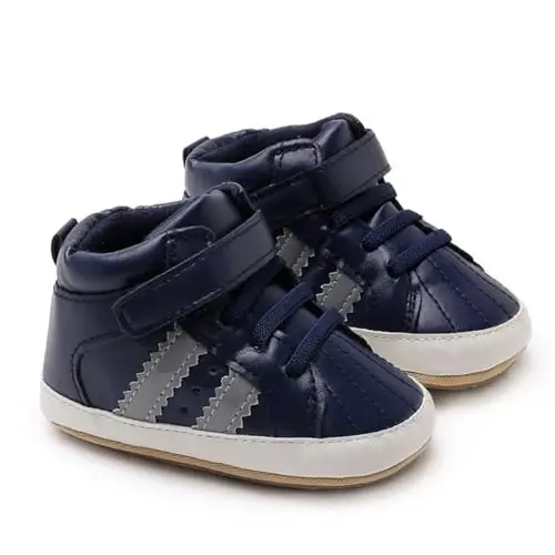 GAISUMMI Baby Boys Girls Shoes Infant High-Top PU Leather Sneakers Newborn Crib Flats Non-Slip Rubber Sole Unisex Toddler Prewalkers - 5