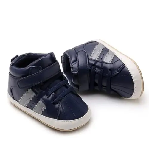 GAISUMMI Baby Boys Girls Shoes Infant High-Top PU Leather Sneakers Newborn Crib Flats Non-Slip Rubber Sole Unisex Toddler Prewalkers - 7