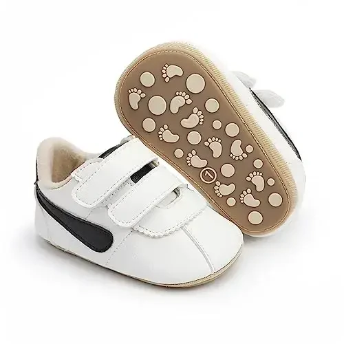 GAISUMMI Baby Boys Girls Shoes Infant High-Top PU Leather Sneakers Newborn Crib Flats Non-Slip Rubber Sole Unisex Toddler Prewalkers 