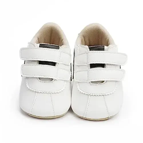 GAISUMMI Baby Boys Girls Shoes Infant High-Top PU Leather Sneakers Newborn Crib Flats Non-Slip Rubber Sole Unisex Toddler Prewalkers - 6