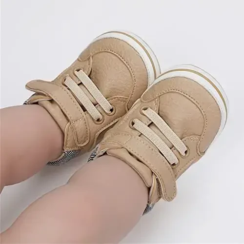 GAISUMMI Baby Boys Girls Shoes Infant High-Top PU Leather Sneakers Newborn Crib Flats Non-Slip Rubber Sole Unisex Toddler Prewalkers - 2