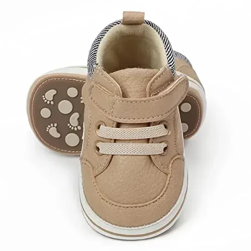GAISUMMI Baby Boys Girls Shoes Infant High-Top PU Leather Sneakers Newborn Crib Flats Non-Slip Rubber Sole Unisex Toddler Prewalkers - 5