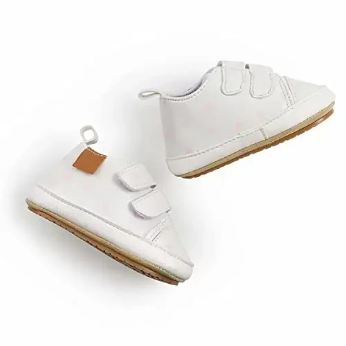 GAISUMMI Baby Boys Girls Shoes Infant High-Top PU Leather Sneakers Newborn Crib Flats Non-Slip Rubber Sole Unisex Toddler Prewalkers - 6