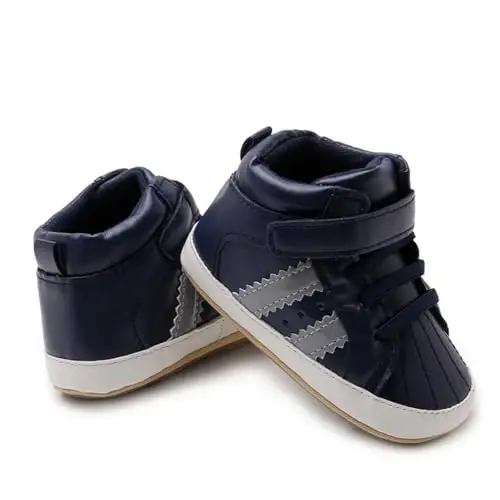 GAISUMMI Baby Boys Girls Shoes Infant High-Top PU Leather Sneakers Newborn Crib Flats Non-Slip Rubber Sole Unisex Toddler Prewalkers - 5