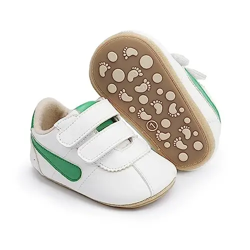 GAISUMMI Baby Boys Girls Shoes Infant High-Top PU Leather Sneakers Newborn Crib Flats Non-Slip Rubber Sole Unisex Toddler Prewalkers 