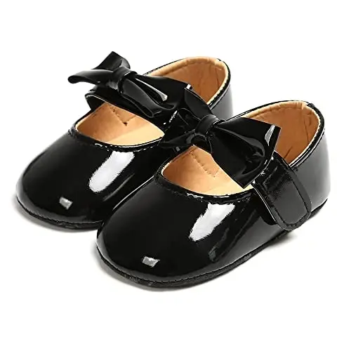 GAISUMMI Baby Girls Mary Jane Flats poyabzallari sirpanmaydigan yumshoq rezina taglikli chaqaloqlar uchun birinchi qadam qo'yuvchi malika tufli - 7