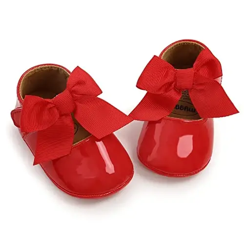 GAISUMMI Baby Girls Mary Jane Flats Shoes with Non-Slip Soft Rubber Sole Toddler First Walkers Princess Dress Shoes - 4