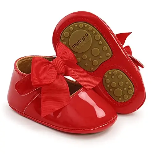 GAISUMMI Baby Girls Mary Jane Flats Shoes with Non-Slip Soft Rubber Sole Toddler First Walkers Princess Dress Shoes - 5