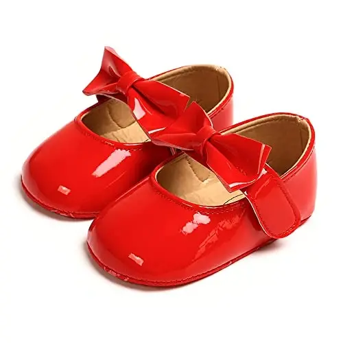 GAISUMMI Baby Girls Mary Jane Flats Shoes with Non-Slip Soft Rubber Sole Toddler First Walkers Princess Dress Shoes - 7