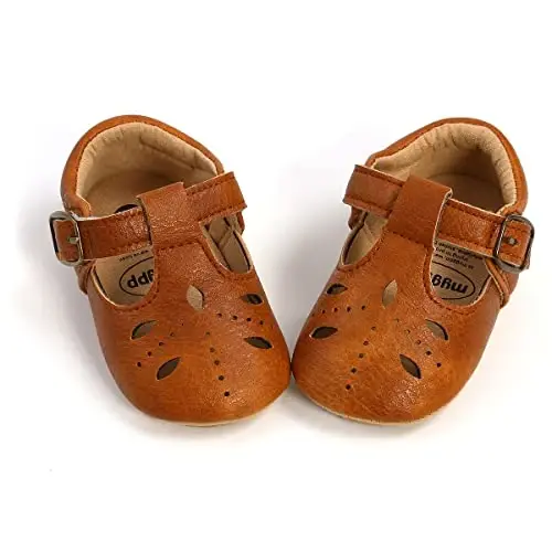 GAISUMMI Baby Girls Mary Jane Flats Shoes with Non-Slip Soft Rubber Sole Toddler First Walkers Princess Dress Shoes - 5