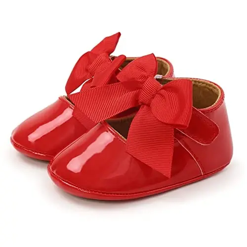 GAISUMMI Baby Girls Mary Jane Flats Shoes with Non-Slip Soft Rubber Sole Toddler First Walkers Princess Dress Shoes - 7