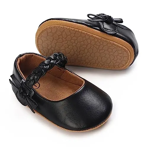 GAISUMMI Baby Girls Mary Jane Flats Shoes with Non-Slip Soft Rubber Sole Toddler First Walkers Princess Dress Shoes - 1