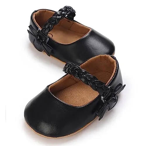 GAISUMMI Baby Girls Mary Jane Flats Shoes with Non-Slip Soft Rubber Sole Toddler First Walkers Princess Dress Shoes - 4
