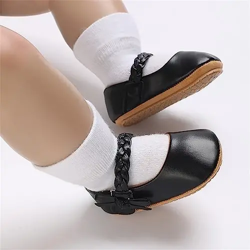 GAISUMMI Baby Girls Mary Jane Flats Shoes with Non-Slip Soft Rubber Sole Toddler First Walkers Princess Dress Shoes - 6
