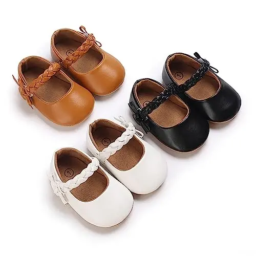 GAISUMMI Baby Girls Mary Jane Flats Shoes with Non-Slip Soft Rubber Sole Toddler First Walkers Princess Dress Shoes - 7