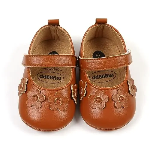 GAISUMMI Baby Girls Mary Jane Flats Sirpanmaydigan yumshoq kauchuk taglikli poyabzal Chaqaloq birinchi yuradigan malika ko'ylak poyabzallari - GAISUMMI (1)