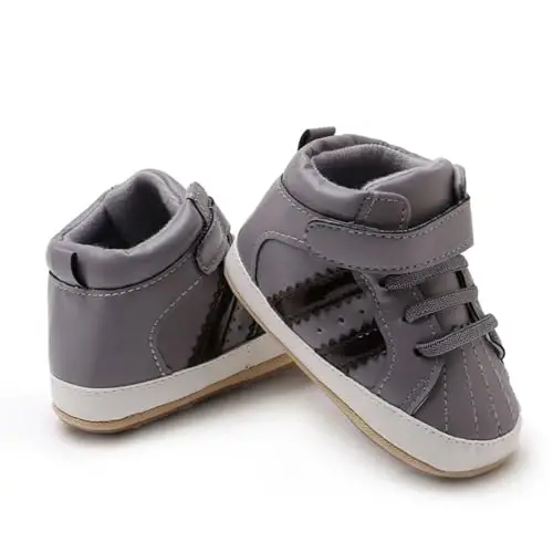 GAISUMMI Baby Boys Girls Shoes Infant High-Top PU Leather Sneakers Newborn Crib Flats Non-Slip Rubber Sole Unisex Toddler Prewalkers - 4