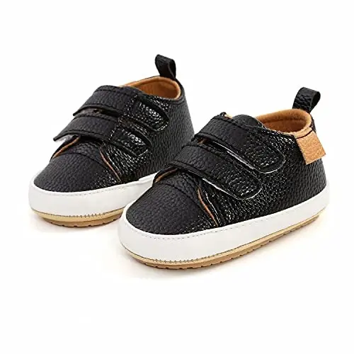 GAISUMMI Baby Boys Girls Shoes Infant High-Top PU Leather Sneakers Newborn Crib Flats Non-Slip Rubber Sole Unisex Toddler Prewalkers - 5