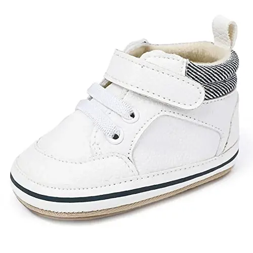 GAISUMMI Baby Boys Girls Shoes Infant High-Top PU Leather Sneakers Newborn Crib Flats Non-Slip Rubber Sole Unisex Toddler Prewalkers - 1