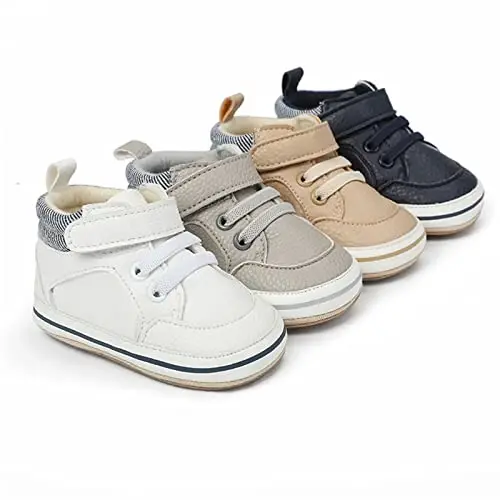 GAISUMMI Baby Boys Girls Shoes Infant High-Top PU Leather Sneakers Newborn Crib Flats Non-Slip Rubber Sole Unisex Toddler Prewalkers - GAISUMMI (1)