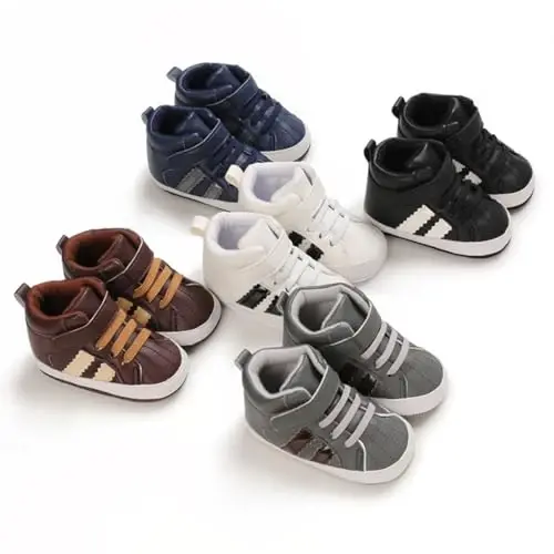 GAISUMMI Baby Boys Girls Shoes Infant High-Top PU Leather Sneakers Newborn Crib Flats Non-Slip Rubber Sole Unisex Toddler Prewalkers - GAISUMMI (1)